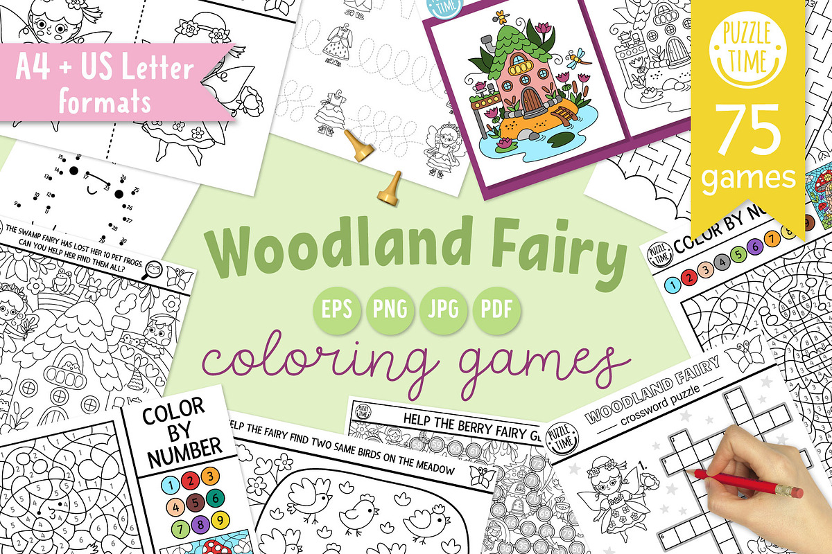 Woodland fairy coloring games, an Education Illustration by Lexi Claus (Photo 1 of 17)
