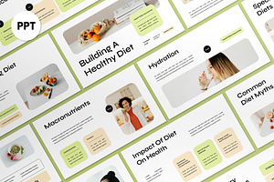 White Green Healthy Diet PPT, a Presentation Template by graphicook