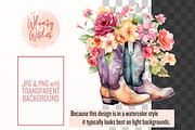 Floral Cowboy Boots Watercolor, a Decorative Illustration by Whimsy & Wishes (Thumbnail 4 of 7)
