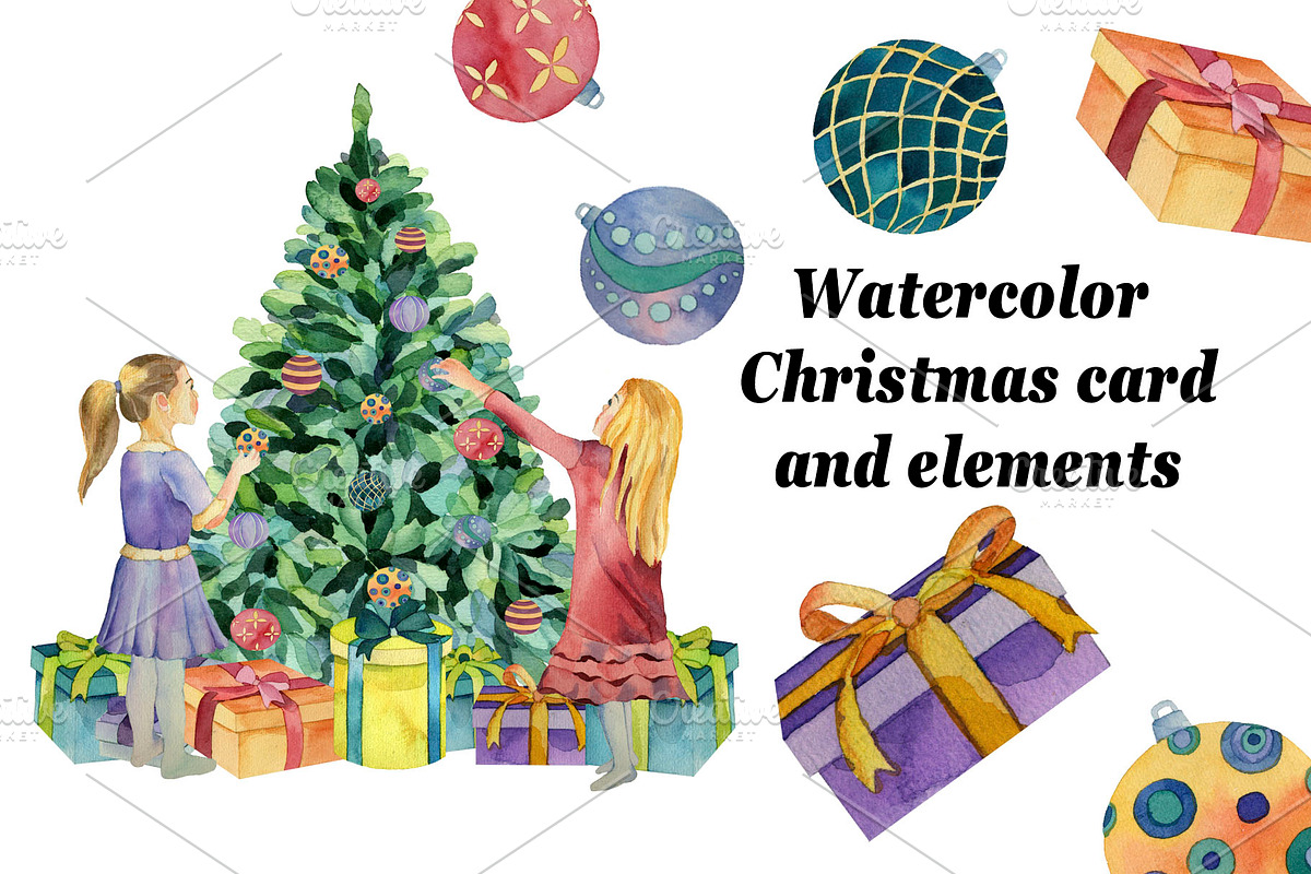 Watercolor Christmas card, a Decorative Illustration by Watercolor arts (Photo 1 of 3)