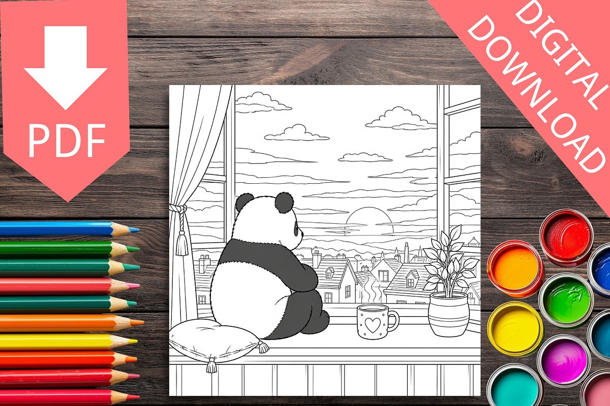 79 Panda Coloring Pages Bundle, a Brochure Template by LA Design (Photo 5 of 10)