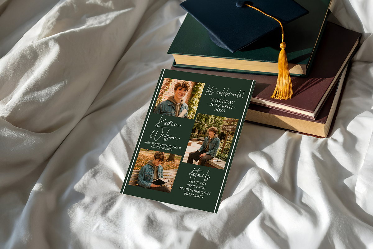 Dark Green Graduation Party Invite, a Templates & Theme by VeliusCreativeStudio (Photo 3 of 3)