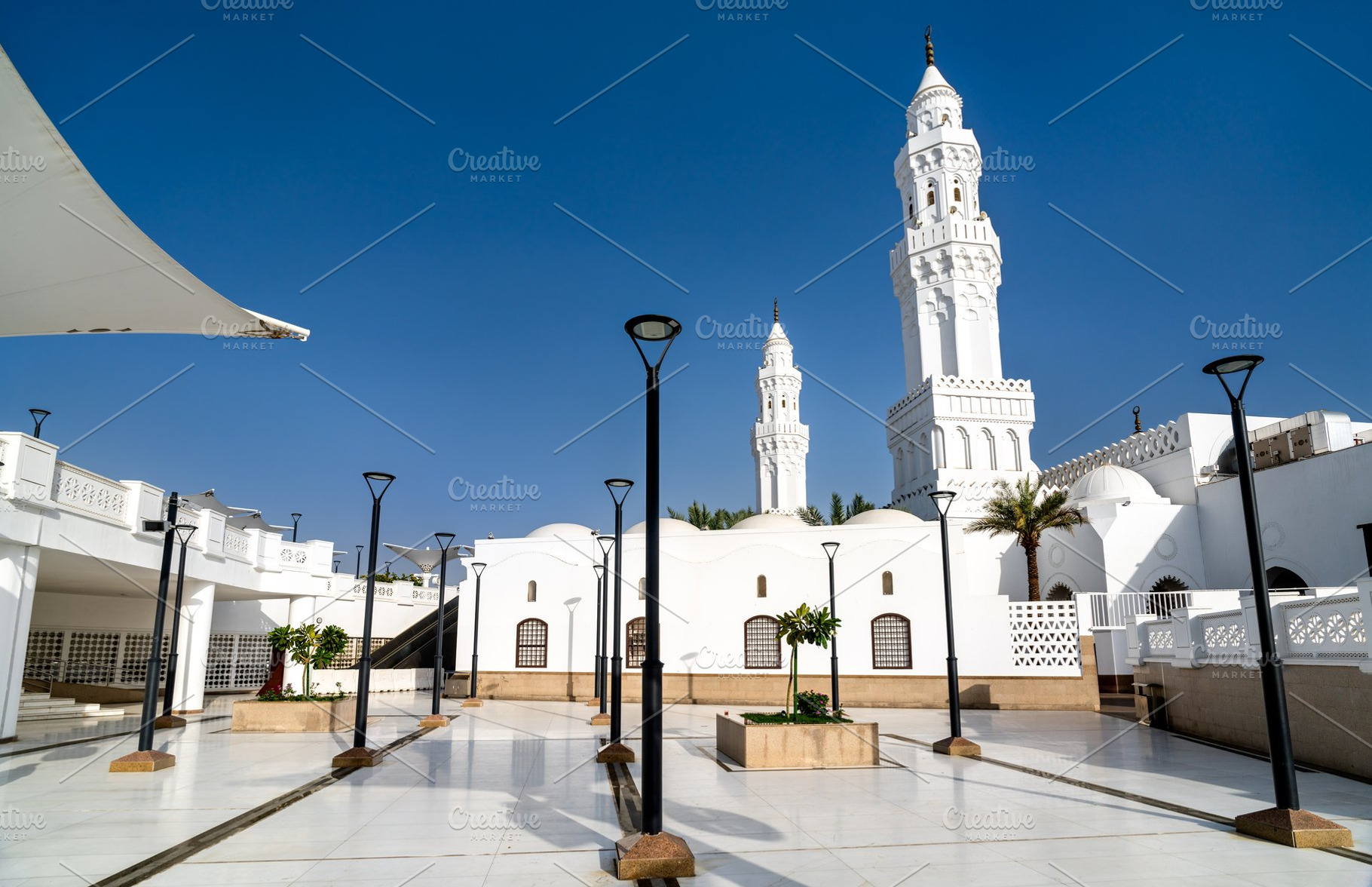 Exterior view of Masjid al Qiblatayn in Madinah Saudi Arabia, an Architecture Photo by Leonid Andronov
