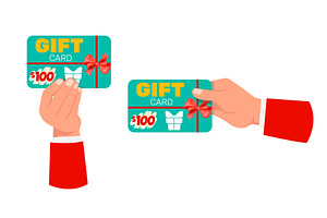 Hands with discount cards. Promotion, an Object Illustration by Vectorbuum