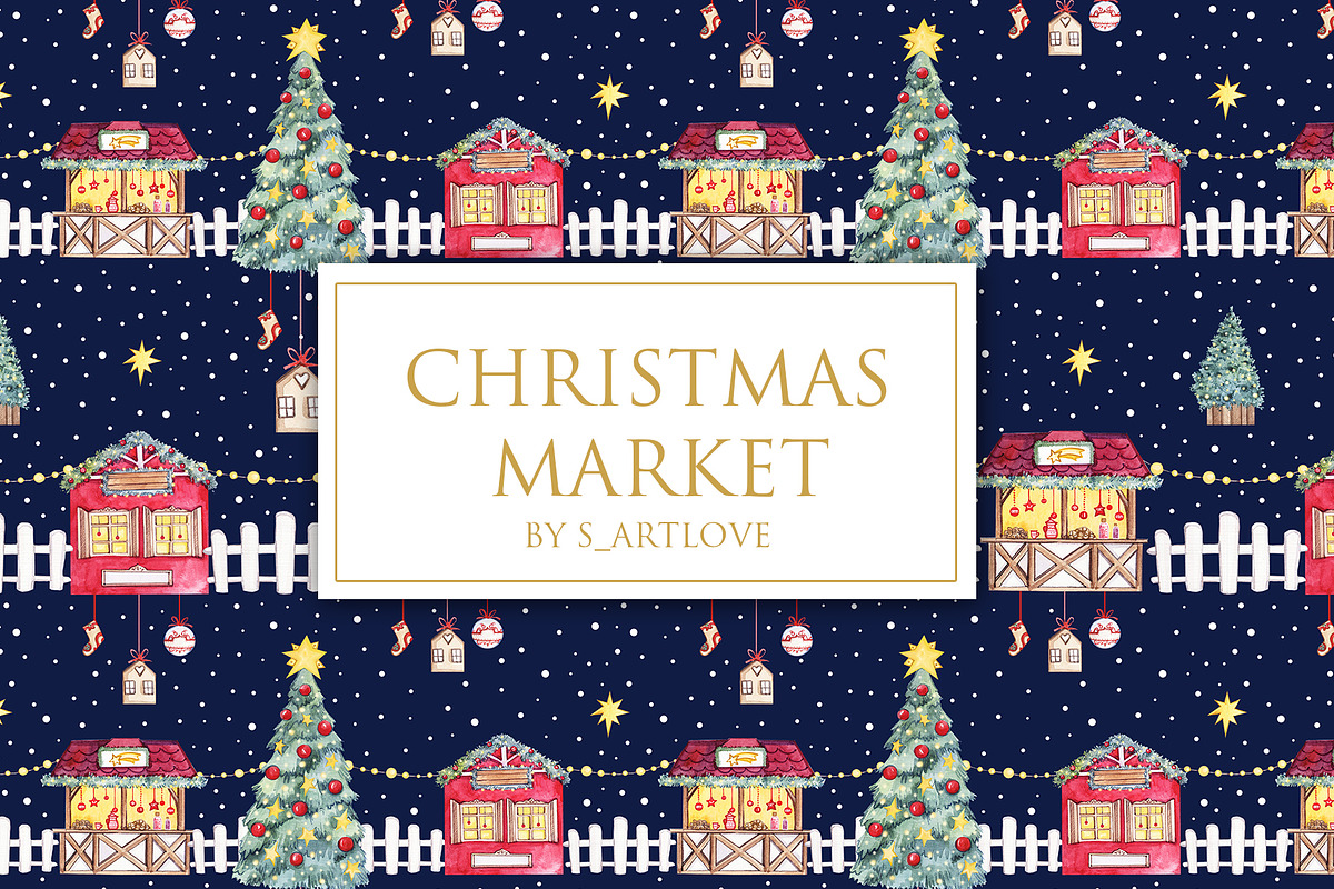 Watercolor CHRISTMAS MARKET, a Decorative Illustration by S_ARTLOVE (Photo 8 of 8)