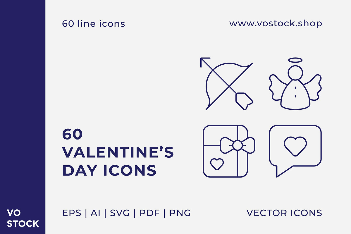 60 Valentines Day Icons, an Icon by vo.stock (Photo 1 of 6)