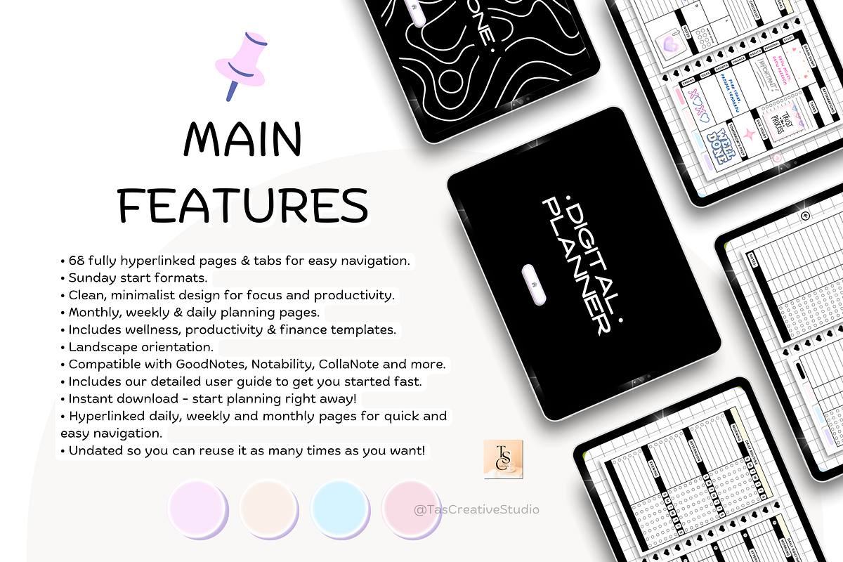 Black Dark Mode Life Digital Planner preview 3