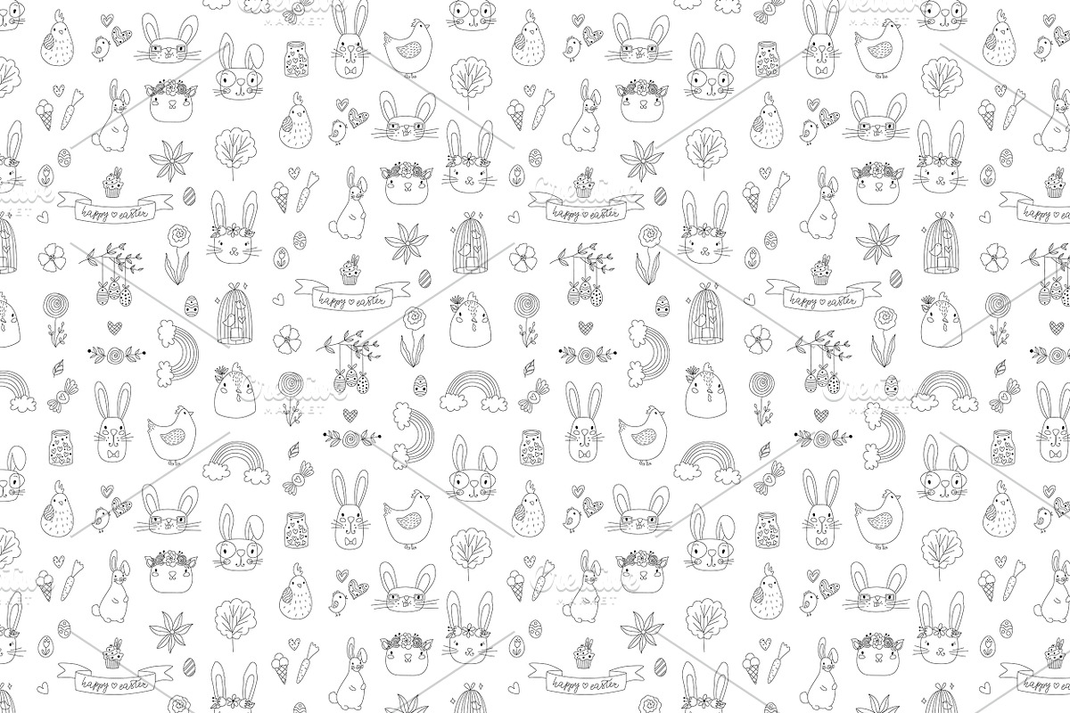 Easter Doodle Repeating Pattern, a Pattern Graphic by Chloe's Illustrations (Photo 1 of 4)