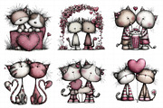 Sweet Valentine Cat Couple Clipart, an Illustration by Daily.Designs (Thumbnail 4 of 8)