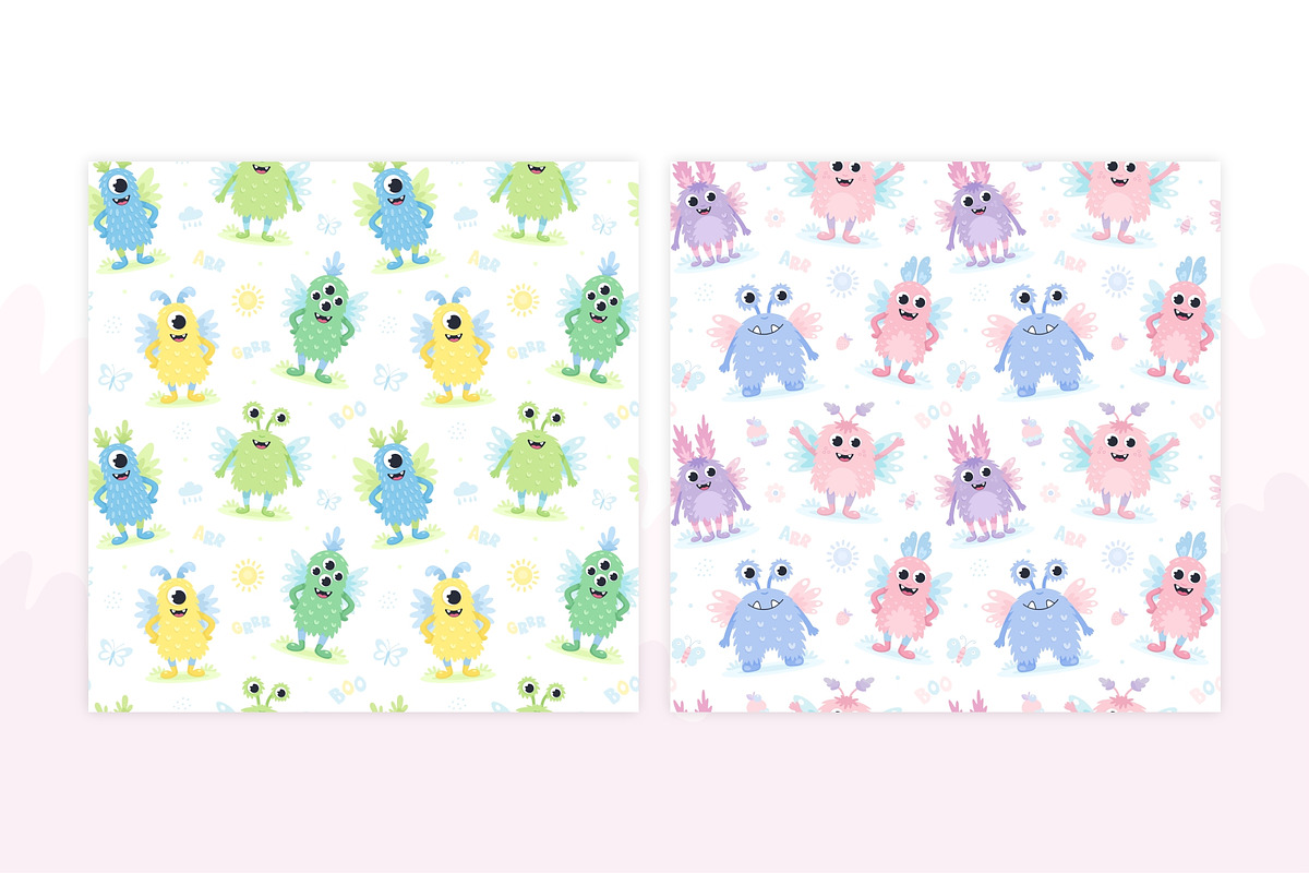 Cute Monsters, a Texture Illustration by LartGraphics (Photo 8 of 13)