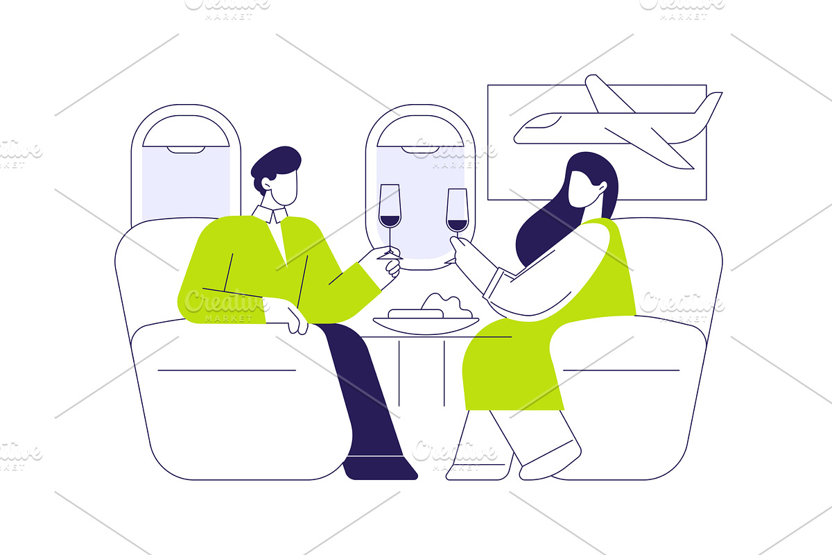 Romantic date on a jet abstract, a Transportation Illustration by Visual Generation