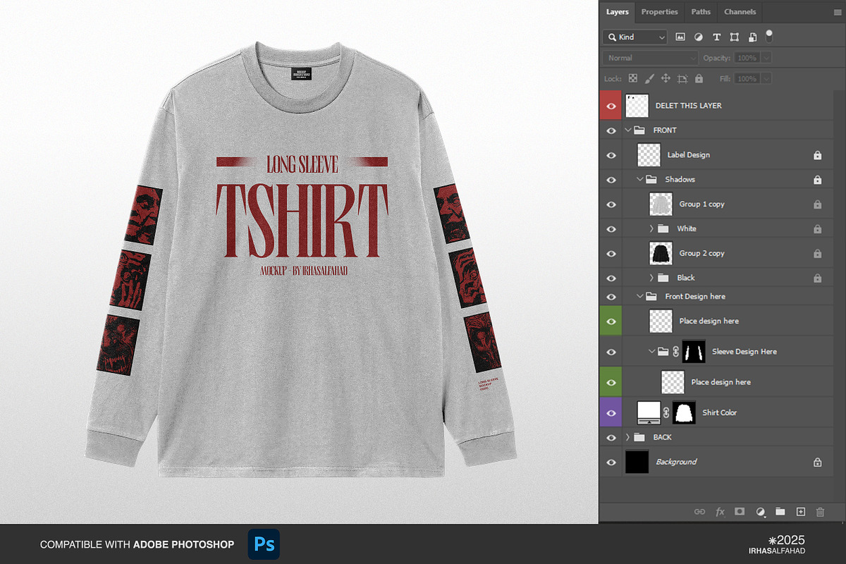 Long Sleeve T-shirt Mockup, a Shirt Mockup by Irhasalfahad (Photo 2 of 5)