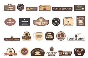 Coffee House Signboard Icons Set