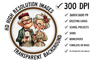 Romantic Elderly Couple Png Bundle, an Illustration by Craft Nest (Thumbnail 2 of 11)