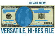 Editable Hi-Res $100 Bill Mockup, a Mockup by the little wonder shop (Thumbnail 4 of 4)