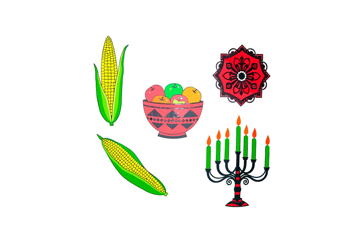 Festive Kwanzaa & Hanukkah Icon Set, an Object Graphic by yasushie (Photo 6 of 16)
