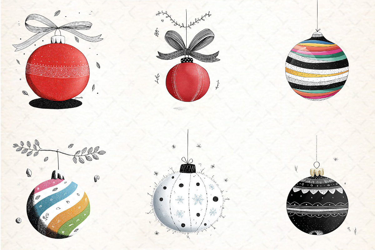 Bauble Clipart Set, an Illustration by DreamCafeArt (Photo 3 of 8)