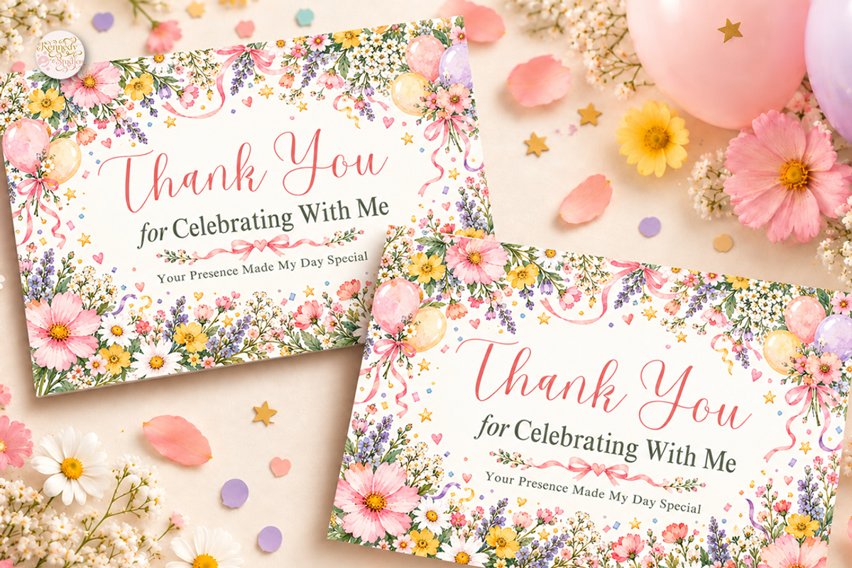 Wildflower Birthday Thank You Canva, a Marketing Template by KennedyStudio (Photo 1 of 6)
