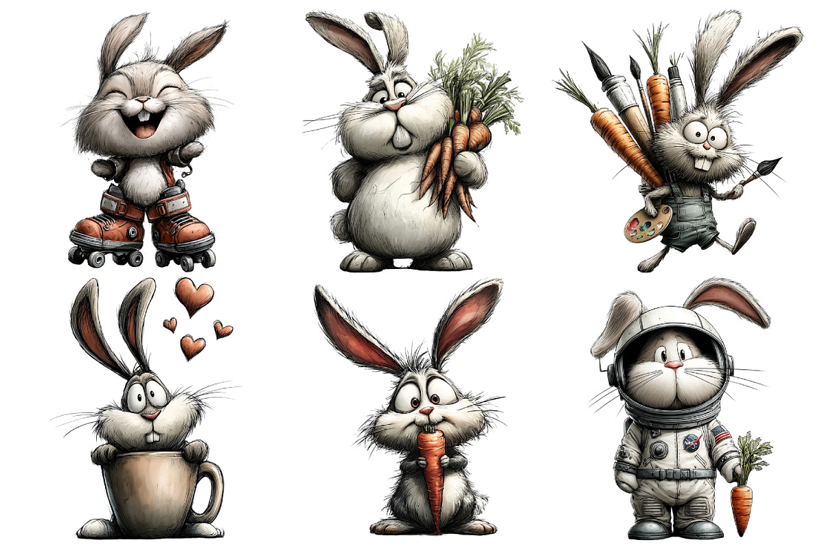 Funny Bunny Clipart Bundle, an Illustration by Pixels.Craft (Photo 6 of 6)