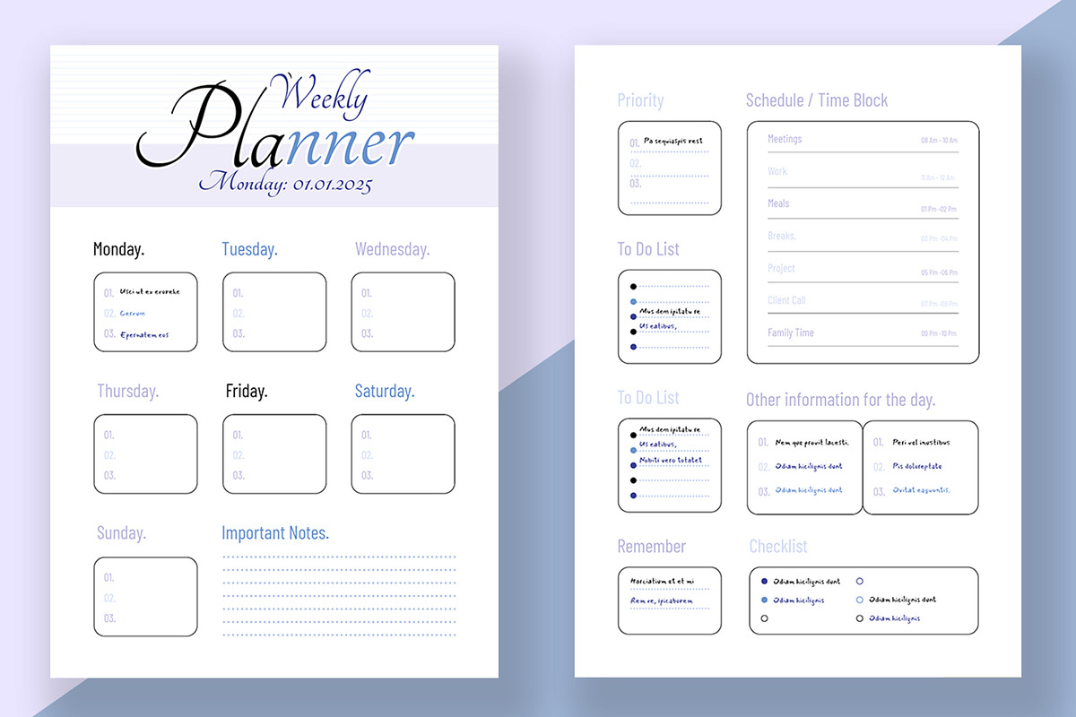 Weekly Daily Planner Layout, a Stationery Template by ContestDesign (Photo 2 of 3)