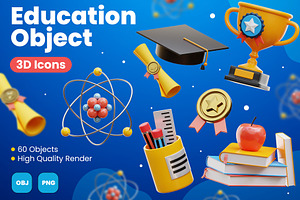 Education 3D Icons, an Object 3D Model by Rakata Studio