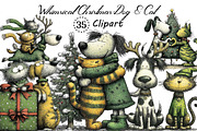Whimsical Christmas Dog & Cat Bundle, an Illustration by Creative Art (Thumbnail 1 of 11)