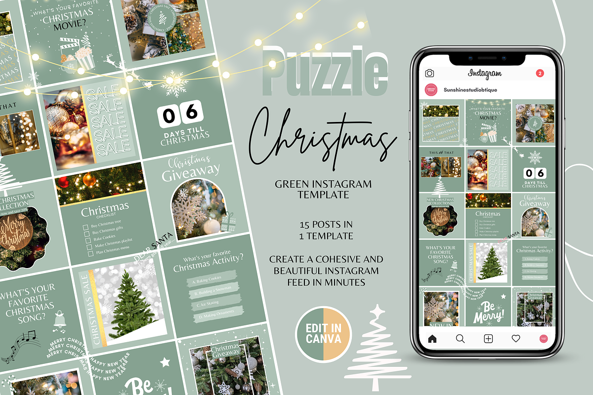 Christmas Instagram Puzzle, a Social Media Template by SunshineStudioBoutique (Photo 1 of 7)