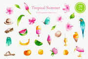 Watercolor summer tropical clipart, an Illustration by FOXYdigitalart (Thumbnail 4 of 5)