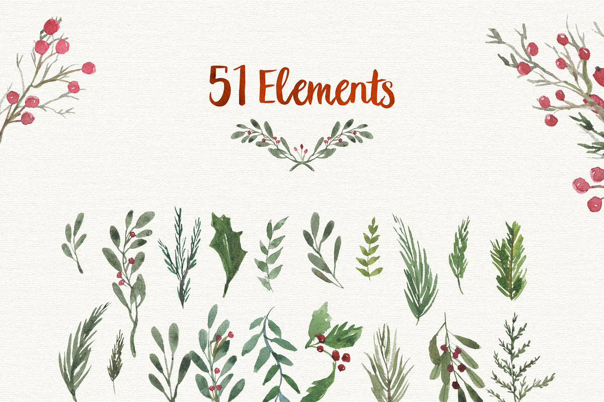 Christmas Watercolour Designs, a Texture Illustration by Wild Ones (Photo 4 of 8)