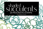 Shaded Succulent Procreate Stamps, a Brush Add-On by AureDesignCo (Thumbnail 1 of 3)