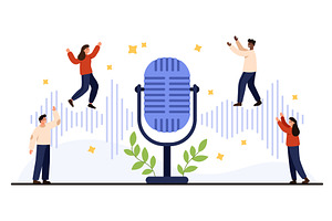 Podcast Audio Wave Microphone Vector, a Technology Illustration by Flashvector