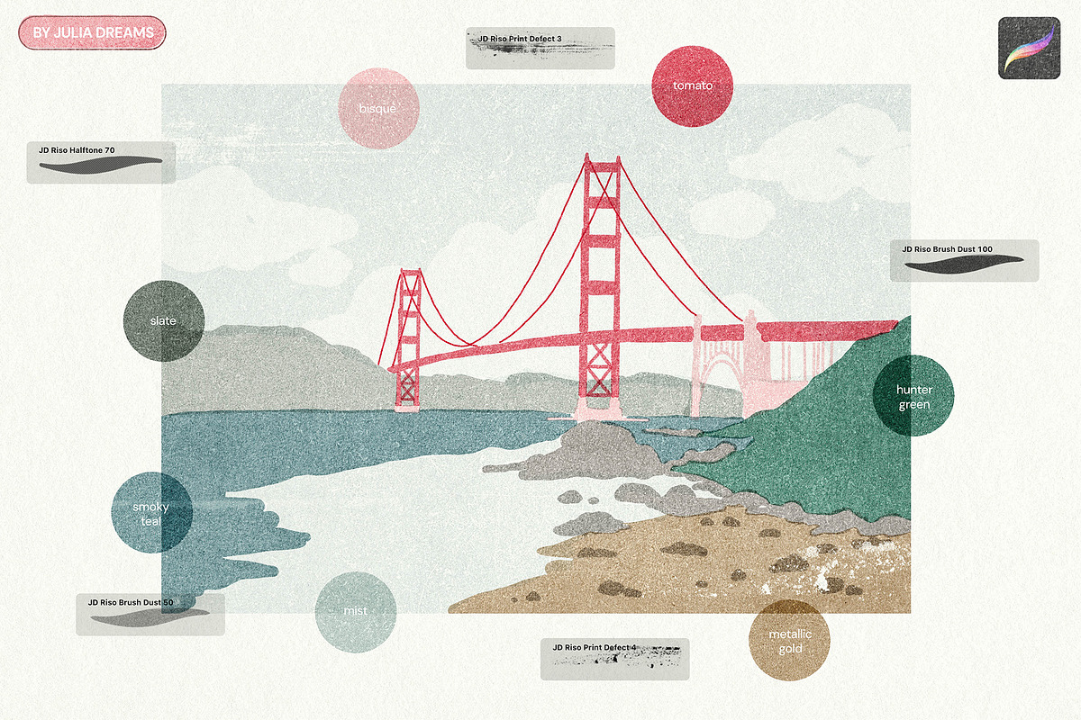 Risograph Studio for Procreate, a Brush Add-On by Julia Dreams (Photo 5 of 9)