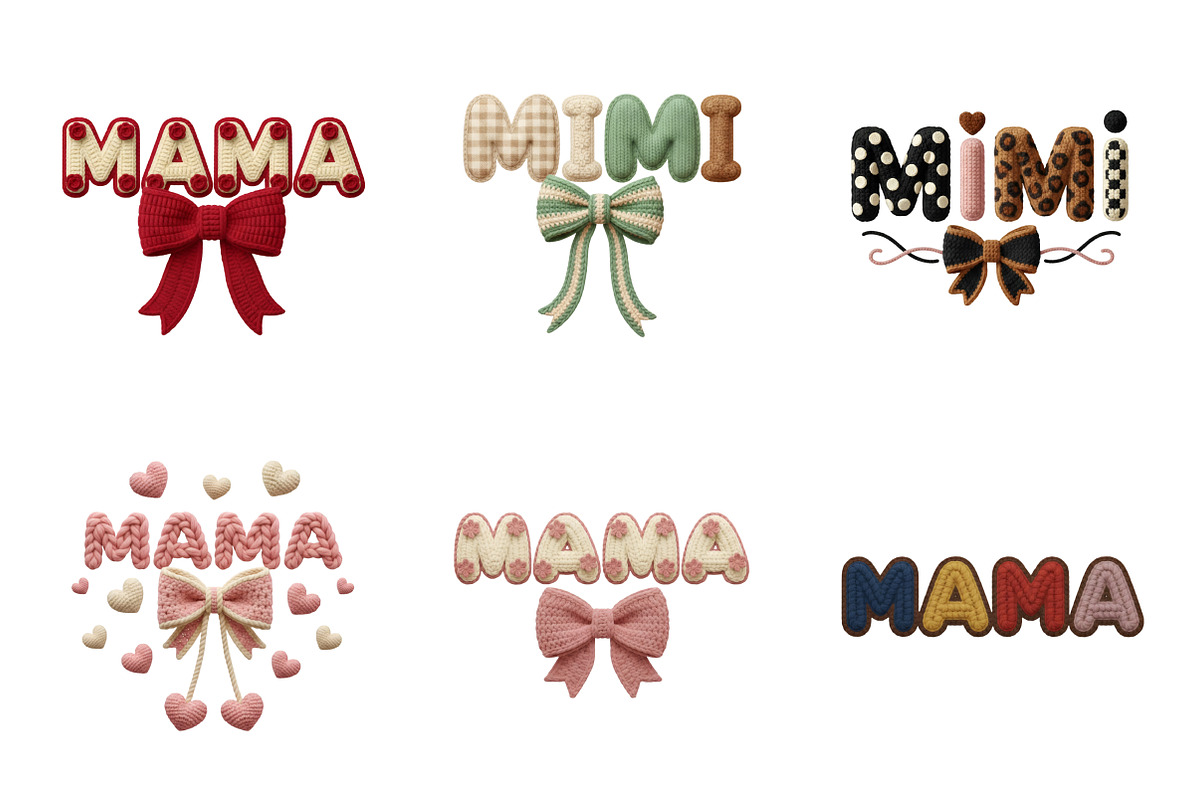 Crochet Mama Clipart PNG Bundle, an Illustration by SinaCreation (Photo 4 of 11)