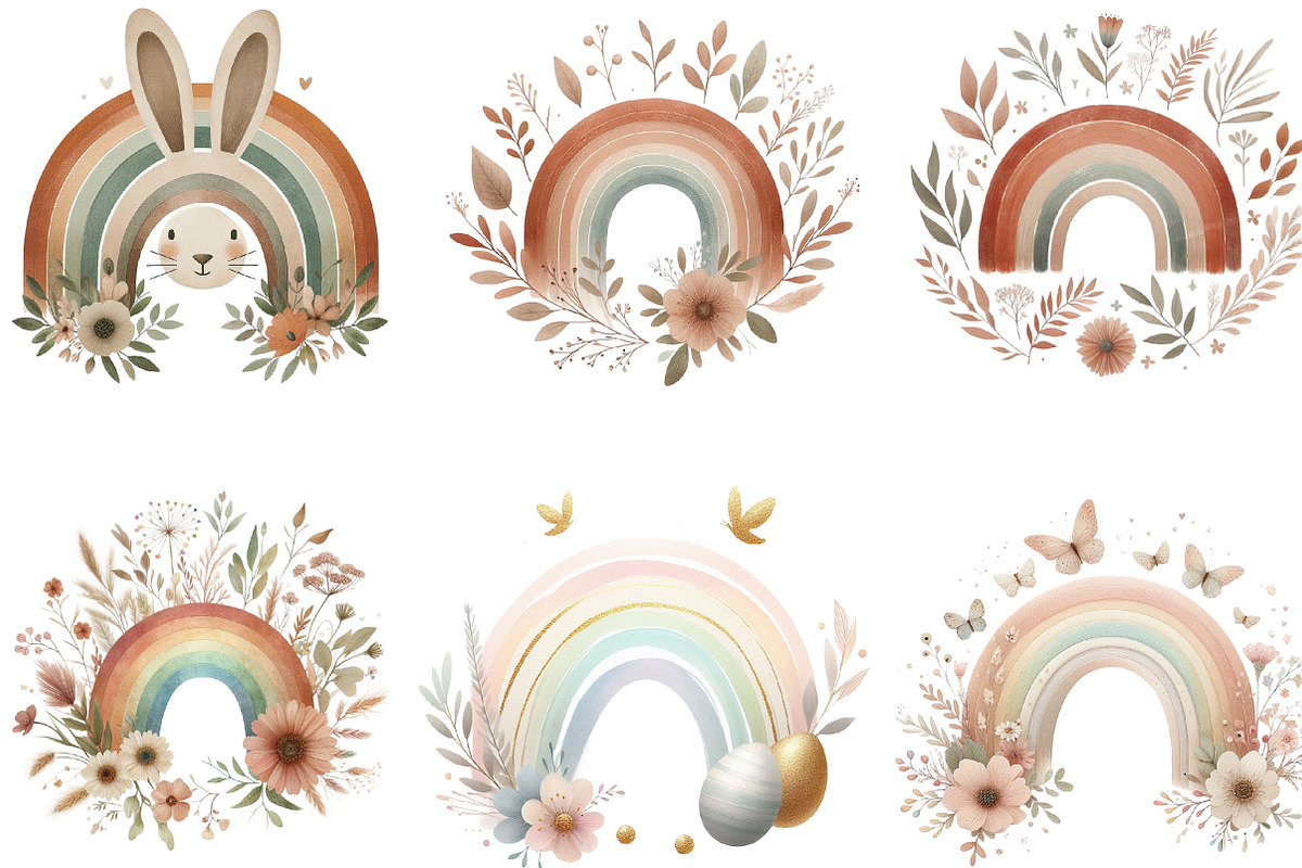 Boho Easter Rainbows Sublimation, an Illustration by Designking (Photo 3 of 4)