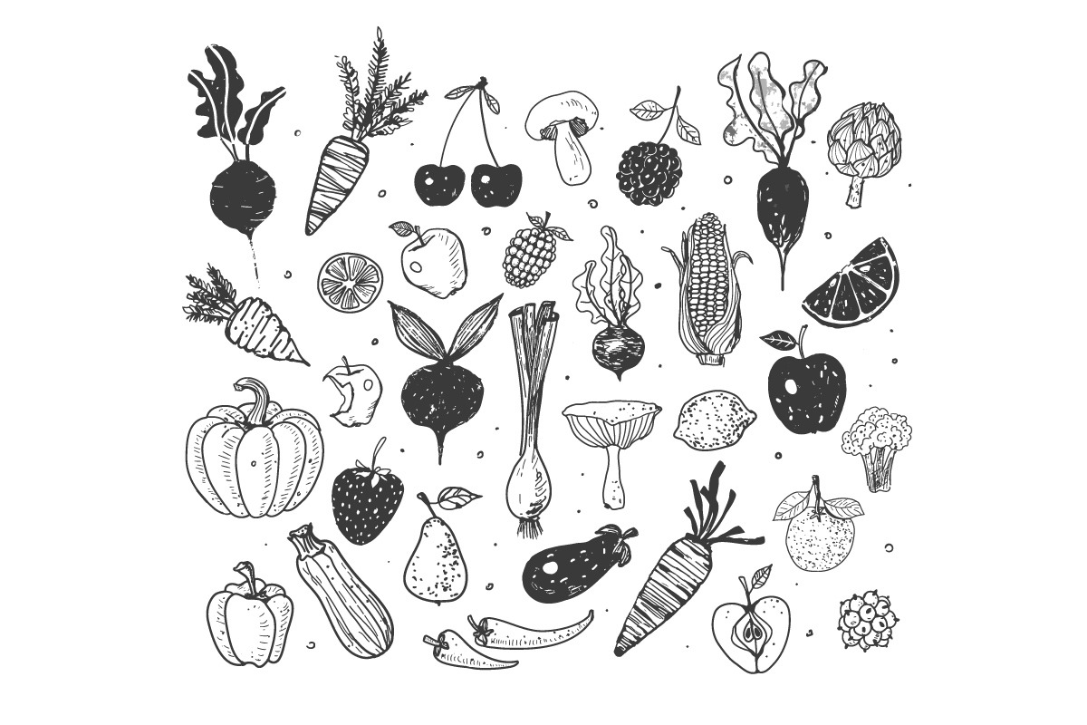 Fruits and vegetables doodles, a Food Illustration by Elina_Li (Photo 6 of 20)