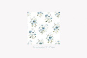 watercolor blue preppy floral clipar, an Illustration by Patishop Art (Thumbnail 9 of 10)