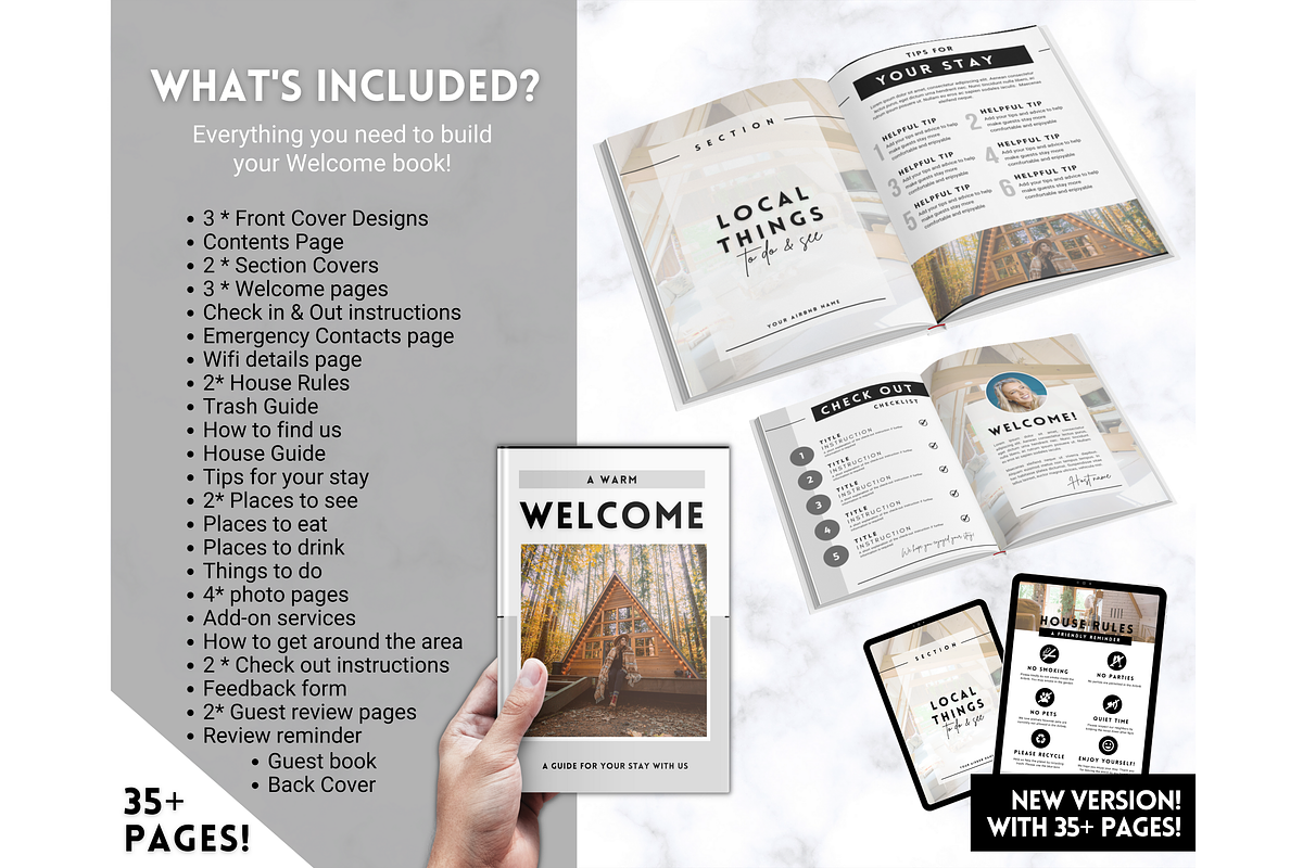 Airbnb Welcome Book Template 35pgs, a Poster Template by Templatables (Photo 2 of 11)