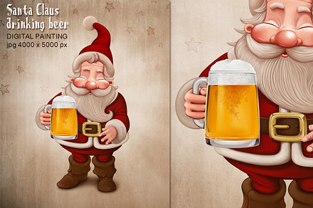 Santa Claus drinking beer