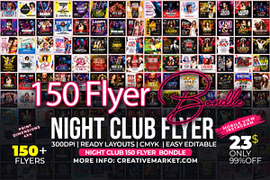 150 Night Club Flyer Bundle, a Flyer Template by AfzaalGraphics