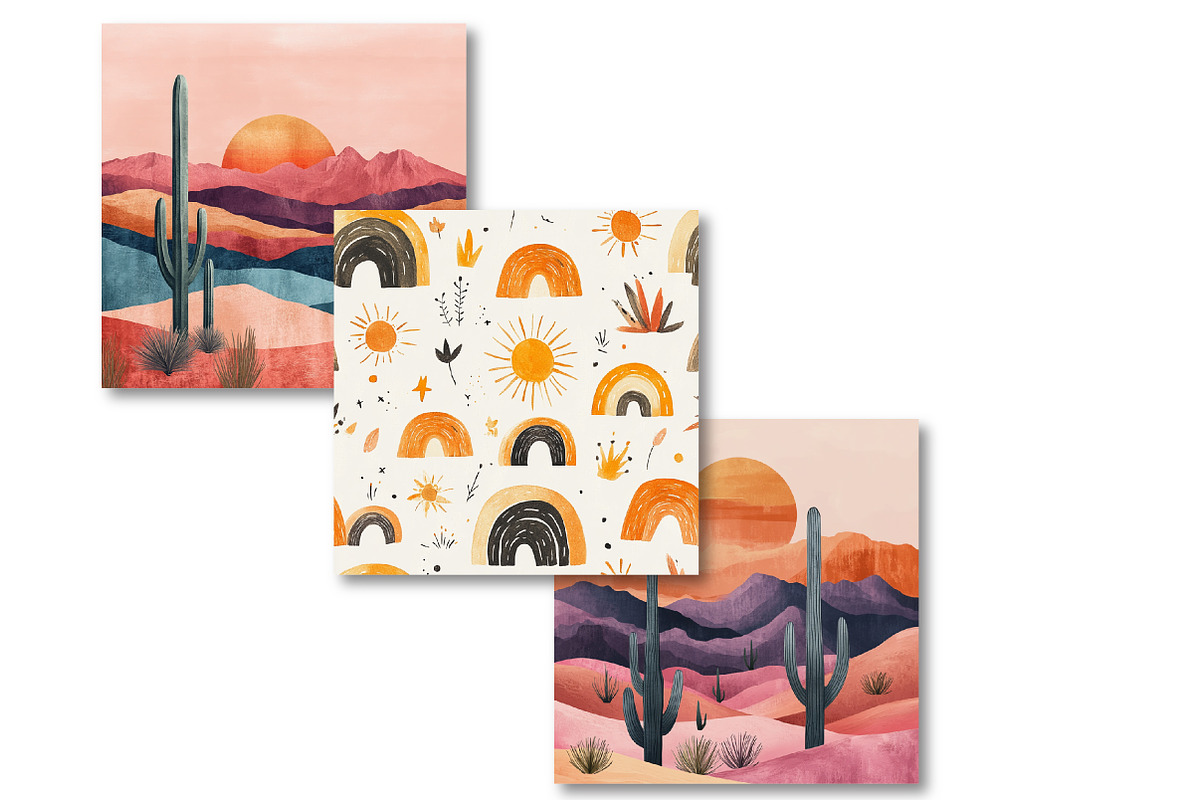 Summer Boho Digital Paper, an Illustration by SinaCreation (Photo 4 of 4)