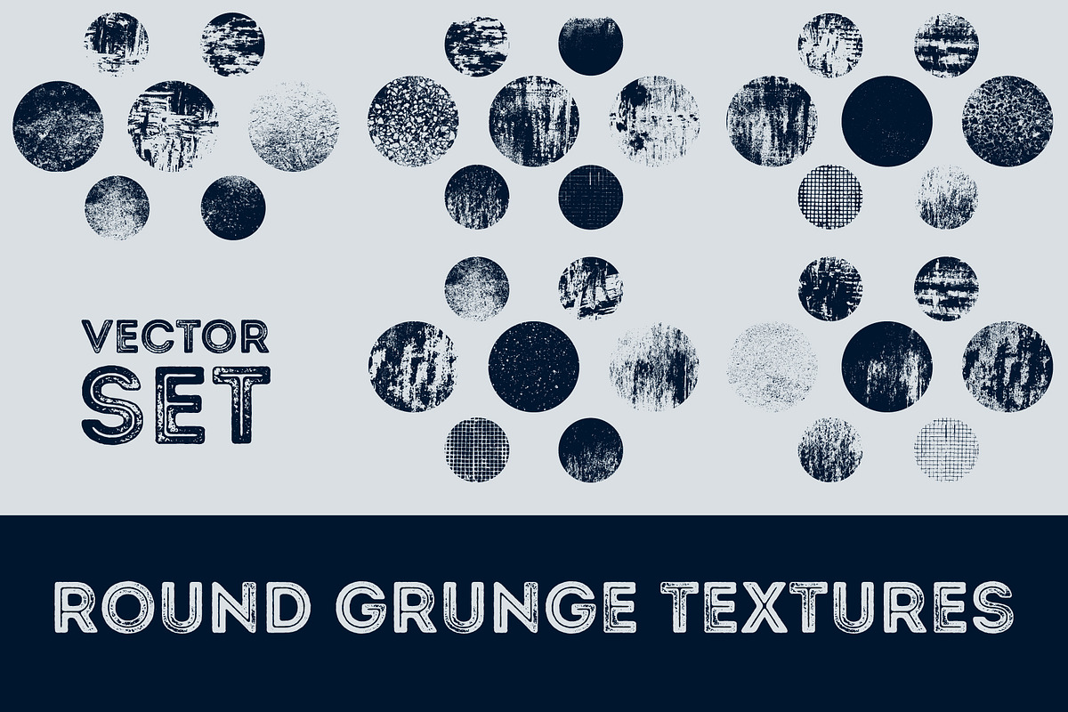 Vector grunge round textures set., a Texture Graphic by PoPaShop (Photo 1 of 6)