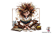 Bookish Girl Reading Clipart Bundle, a Graphic by Clipart Bloom (Thumbnail 9 of 10)