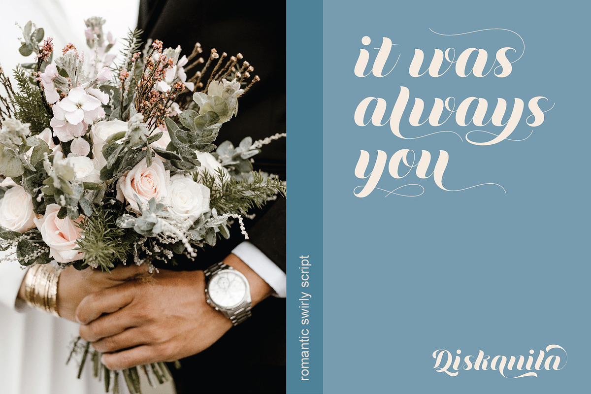 Diskanila - Romantic Script Font, a Script Font by Ekahermawan (Photo 3 of 14)