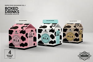 Paper Boxed Drink Packaging MockUps