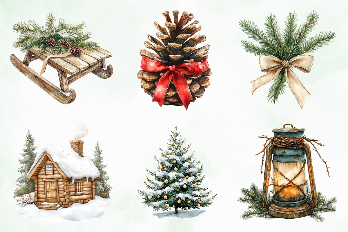 Woodland Christmas Clipart, an Illustration by Creative Art (Photo 2 of 10)