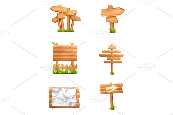 Wooden Signs Vector Icons