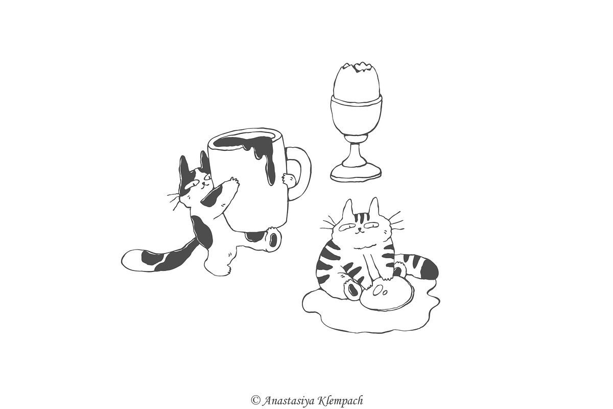 Meowlicious Breakfast, a Food Illustration by Anastasiya Klempach (Photo 3 of 6)
