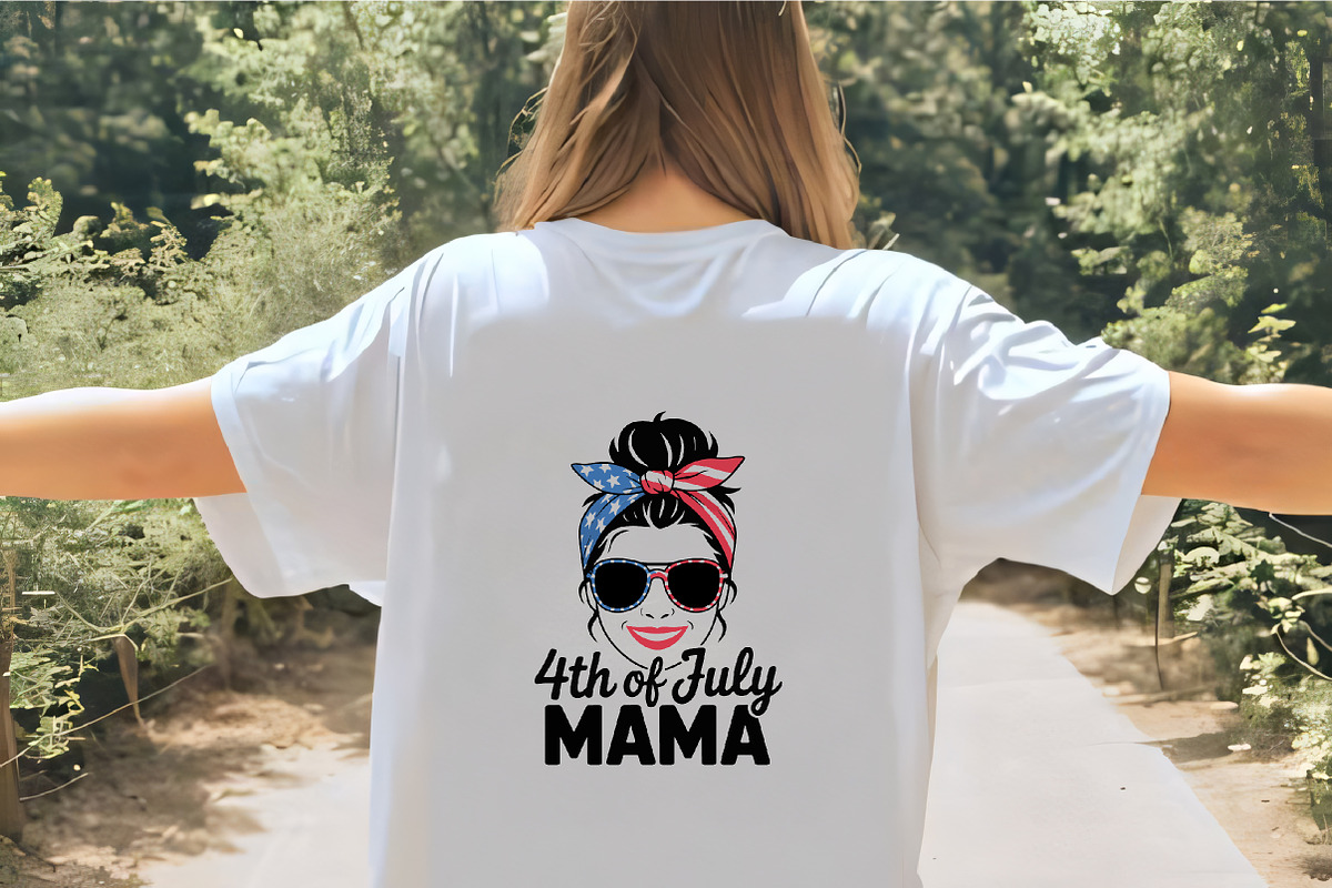Patriotic woman sunglasses messy bun, an Illustration by CrexoraLab (Photo 2 of 4)