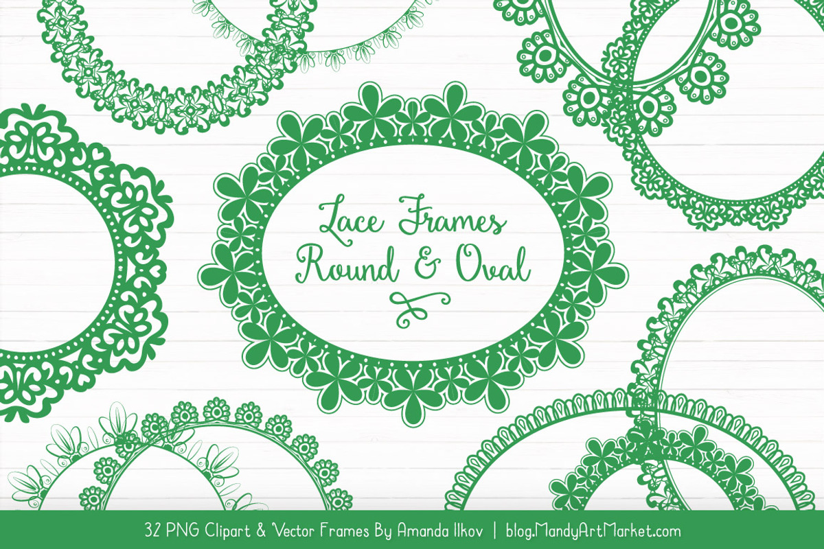 Green Round Lace Frames, an Illustration by Amanda Ilkov (Photo 1 of 5)