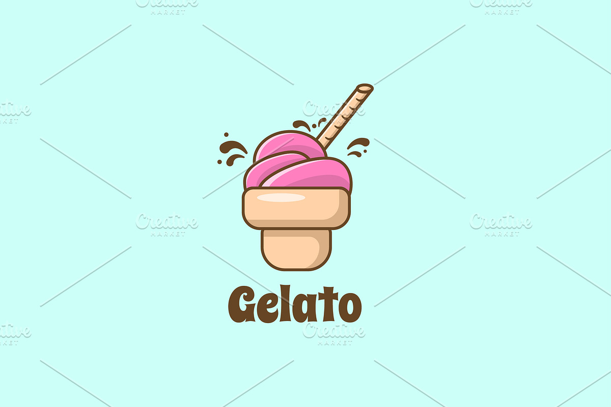 Gelato Ice Cream Logo Design Icon, a Branding & Logo Template by Morvana Crew